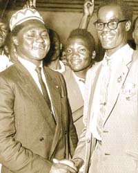Ochwada (right) with Tom Mboya (Nation Media)